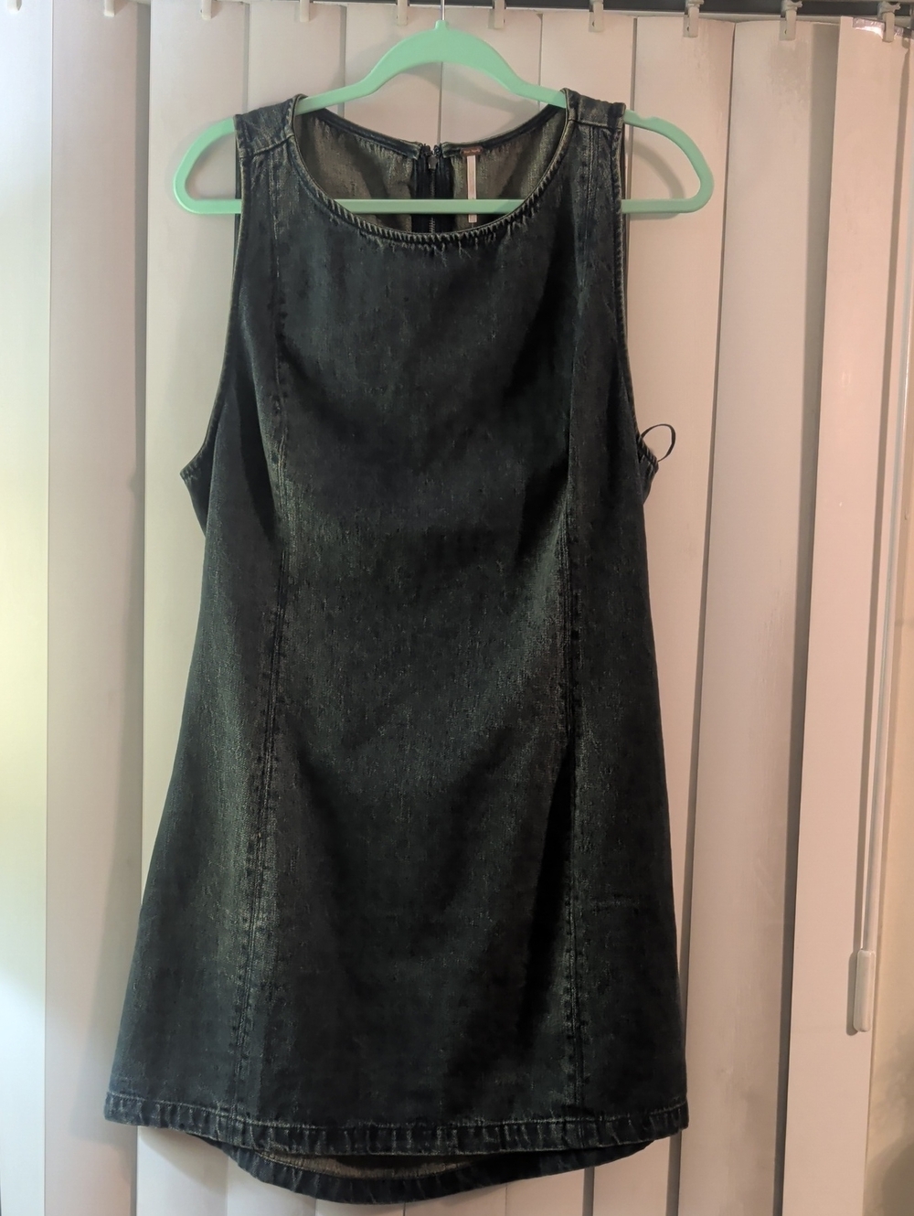 Free People Dark Denim Sleeveless Shift Dress - Back Cut Out Detail. XL